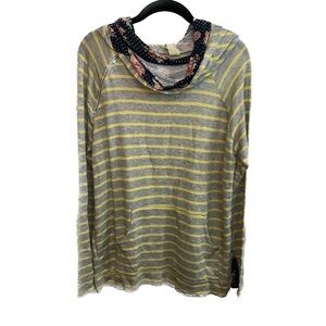 7th Ray Sweater Cowl Zip Hooded Long Sleeve Pullover Striped Floral Polka dots